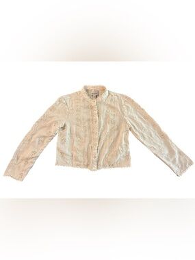 Cream Eyelet and Lace Button-Front cottage core shirt